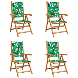 vidaXL Chaises inclinables de jardin lot de 4 vert tissu bois massif