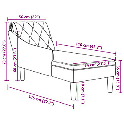 vidaXL Fauteuil long avec coussin et accoudoir droit crème tissu pas cher