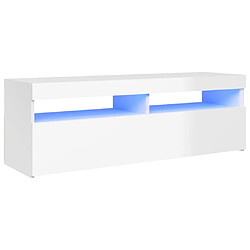 Maison Chic Meubles TV avec lumières LED - Banc TV pour salon blanc brillant 120x35x40 cm -MN91997