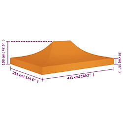 vidaXL Toit de tente de réception 4,5x3 m Orange 270 g/m² pas cher