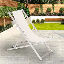 Beach And Garden Design 2 transats chaises de plage pliantes réglables en aluminium Riccione Gold, Couleur: Blanc