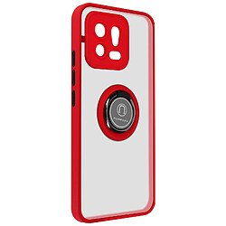 Avizar Coque pour Xiaomi 13 Bi-matière Bague Métallique Support Vidéo Ringip Rouge