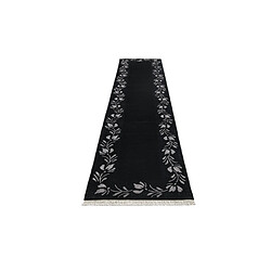 Avis Vidal Tapis de couloir en laine 404x81 noir Darya