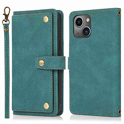 Etui en PU texture rétro avec support et porte-cartes pour votre iPhone 13 mini 5.4 pouces - vert