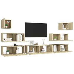 Avis Maison Chic Ensemble de meubles TV 7 pcs | Banc TV Moderne pour salon | Meuble de Rangement - Chêne sonoma Aggloméré -MN37782