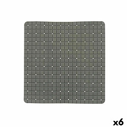 Berilo Tapis de Douche Antidérapant Carreaux Gris PVC 50,3 x 50,3 x 0,7 cm (6 Unités)