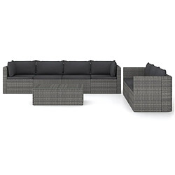 vidaXL Salon de jardin 8 pcs avec coussins résine tressée gris