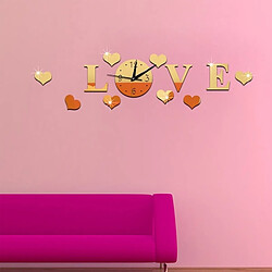 Wewoo Sticker or Creative AMOUR Horloge Miroir Acrylique DIY Wall