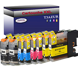 T3Azur Lot de 8 Cartouches compatibles Brother DCP-J132W, DCP-J152W, DCP-J172W, LC123XL