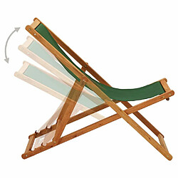 Avis Maison Chic Chaise pliable de plage pour relaxbois d'eucalyptus et tissu vert -GKD88057