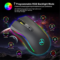 Universal Maison de jeu filaire 7 couleurs RVB RV Backlit Ergonomic 6400 DPI Souris de jeu optique réglables pas cher