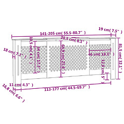 vidaXL Cache-radiateur MDF Blanc 205 cm pas cher