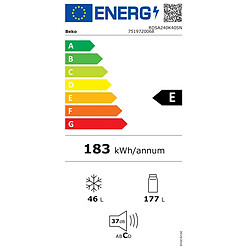 Réfrigérateur combiné 54cm 223l statique - RDSA240K40SN - BEKO