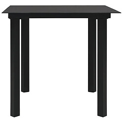 vidaXL Table à dîner de jardin Noir 80x80x74 cm Acier et verre