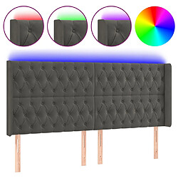 vidaXL Tête de lit à LED Gris foncé 183x16x118/128 cm Velours