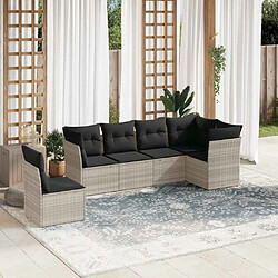 vidaXL Salon de jardin 6 pcs avec coussins gris clair résine tressée