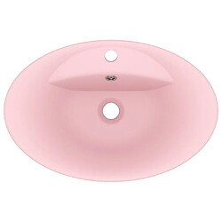 Avis vidaXL Lavabo ovale de luxe à trop-plein Rose mat 58,5x39 cm Céramique