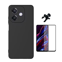 Kit De Film En Verre Trempé À Coque Complète 5D + Couvercle En Silicone Liquide + Support de voiture magnétique robuste Phonecare Pour Oppo A3 4G - Noir