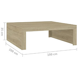 vidaXL Table basse Chêne sonoma 100x100x35 cm Bois d'ingénierie pas cher