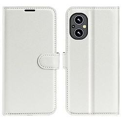 Etui en PU texture litchi, anti-rayures, fermoir magnétique avec support, blanc pour votre OnePlus Nord N20 5G