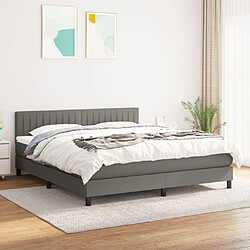 Maison Chic Lit Adulte - Lit simple Lit à sommier tapissier avec matelas moelleux - Meuble de Chambre - Gris foncé 180x200cm Tissu -MN41404