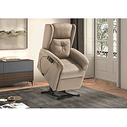 Pegane Fauteuil relax électrique releveur en tissu waterproof couleur Beige - Longueur 73 x Profondeur 90 x Hauteur 110 cm pas cher