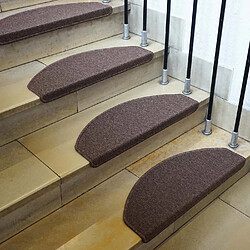 Acheter Decoshop26 Lot de 15 tapis d'escalier protection d'escalier antidérapant 65x25cm semi-circulaire marron 04_0000020