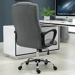 Homcom Fauteuil de bureau chaise pivotante réglable roulettes lin 62 x 62 x 110-119 cm gris foncé pas cher