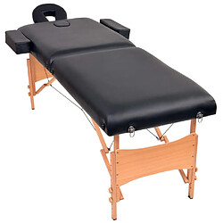 vidaXL Table de massage pliable à 2 zones 10 cm d'épaisseur Noir