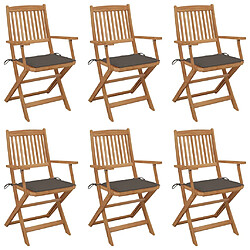 vidaXL Chaises pliables de jardin lot de 6 avec coussins Bois d'acacia 