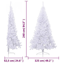 vidaXL Sapin de Noël artificiel moitié avec support blanc 240 cm PVC pas cher