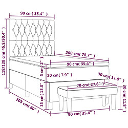 Acheter Maison Chic Lit adulte- Lit + matelas,Sommier à lattes de lit avec matelas Noir 90x200 cm Velours -GKD43360