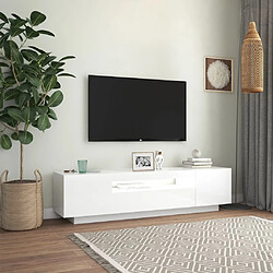 Acheter Maison Chic Meubles TV avec lumières LED - Banc TV pour salon blanc brillant 160x35x40 cm -MN35395