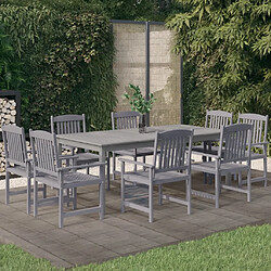 Salle à manger de jardin 9 pcs,Table et chaise à dîner Bois d'acacia Gris -MN22087