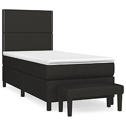 vidaXL Sommier à lattes de lit avec matelas Noir 90x200 cm Tissu