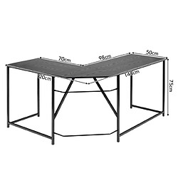 Acheter Helloshop26 Bureau d'angle en forme L 148 x 120 cm poste de travail avec cadre en métal renforcé pour bureau à domicile style modern noir 20_0005649