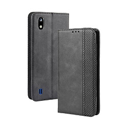 Wewoo Coque Étui en cuir à boucle magnétique avec de texture rétro pour ZTE Blade A7 2019 support et emplacements cartes et cadre photo Noir