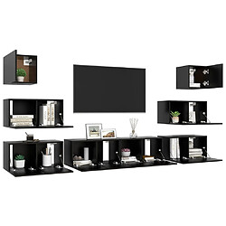 Avis Maison Chic Ensemble de meubles TV 8 pcs | Banc TV Moderne pour salon | Meuble de Rangement - Noir Aggloméré -MN32818