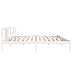 Maison Chic Lit adulte - Lit simple Cadre de lit,Structure du lit Contemporain Blanc Bois massif 160x200 cm -MN12122 pas cher