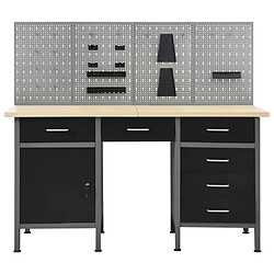 Helloshop26 Etabli 160 cm avec 4 panneaux muraux table de travail rangement atelier garage 02_0003665