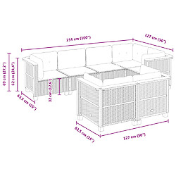 vidaXL Salon de jardin avec coussins 7 pcs gris résine tressée pas cher