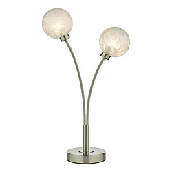 Lampe de Table à 2 Lumières Nickel Satiné Verre Givré