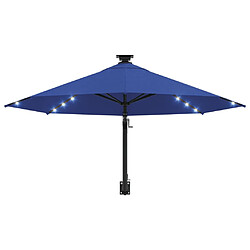 Avis Helloshop26 Parasol mural avec mât métallique et led 300 cm bleu 02_0008691