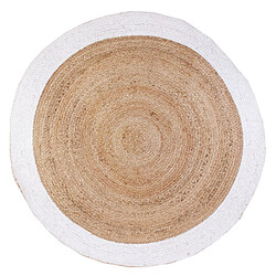 The Home Deco Factory Tapis rond en jute design bicolore Sophie - Diam. 120 cm - Blanc