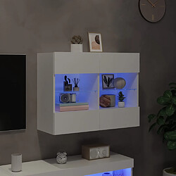 Avis vidaXL Meuble TV mural avec lumières LED blanc 78,5x30x60,5 cm