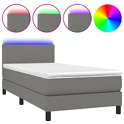 vidaXL Sommier à lattes de lit avec matelas et LED Gris foncé 90x190cm