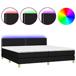 vidaXL Sommier à lattes de lit et matelas et LED Noir 200x200 cm Tissu