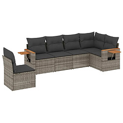 Maison Chic Salon de jardin 6 pcs avec coussins | Ensemble de Table et chaises | Mobilier d'Extérieur gris résine tressée -GKD63796