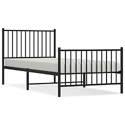 vidaXL Cadre de lit métal sans matelas avec pied de lit noir 90x200 cm