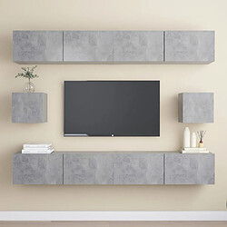 vidaXL Ensemble de meubles TV 6 pcs Gris béton Bois d'ingénierie